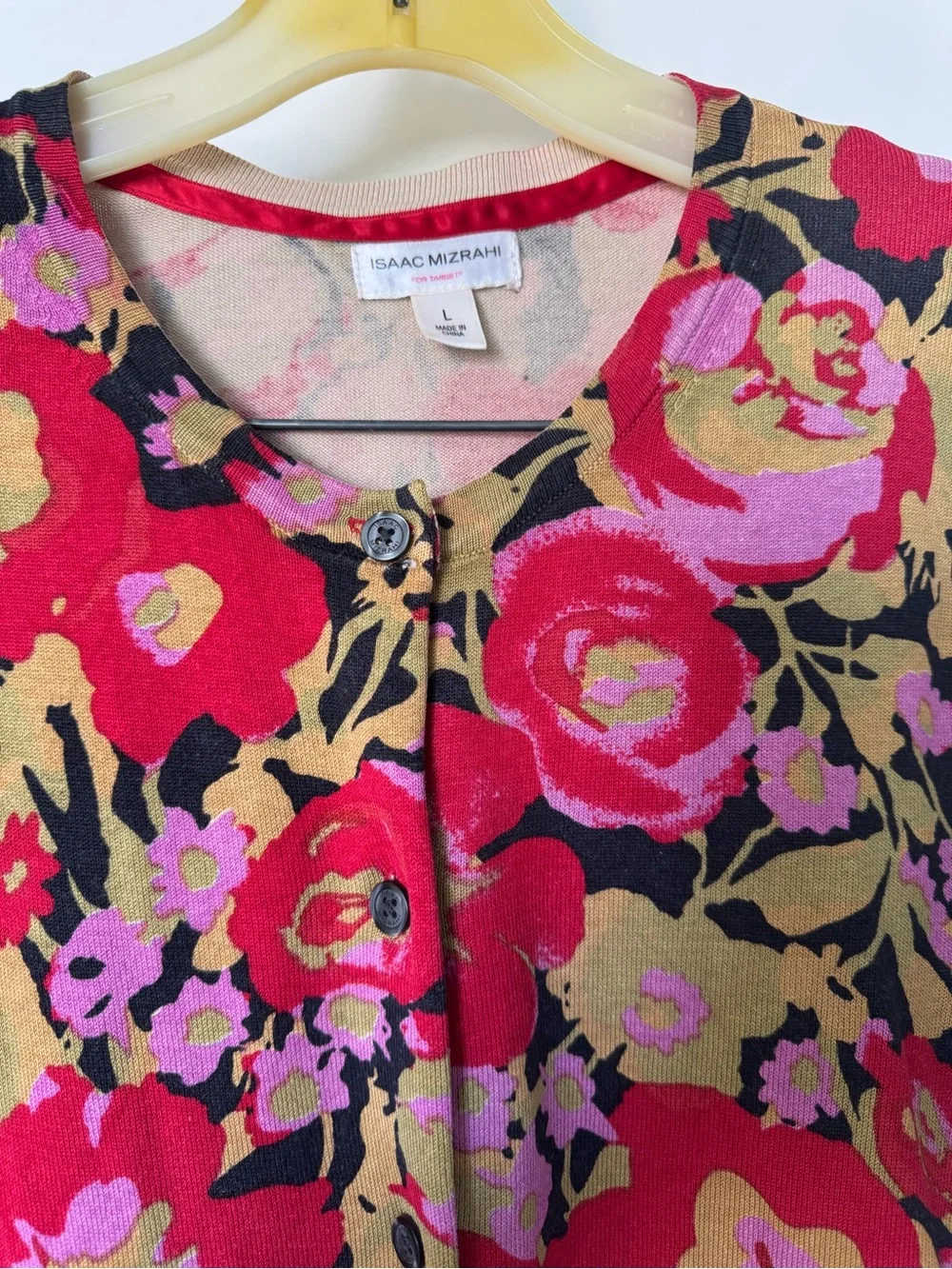 Isaac Mizrahi (for Target) Black Red Pink Floral Cardigan w/ Matching Skirt set